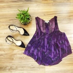 5/$10 BCBG Flowy purple sheer tank.